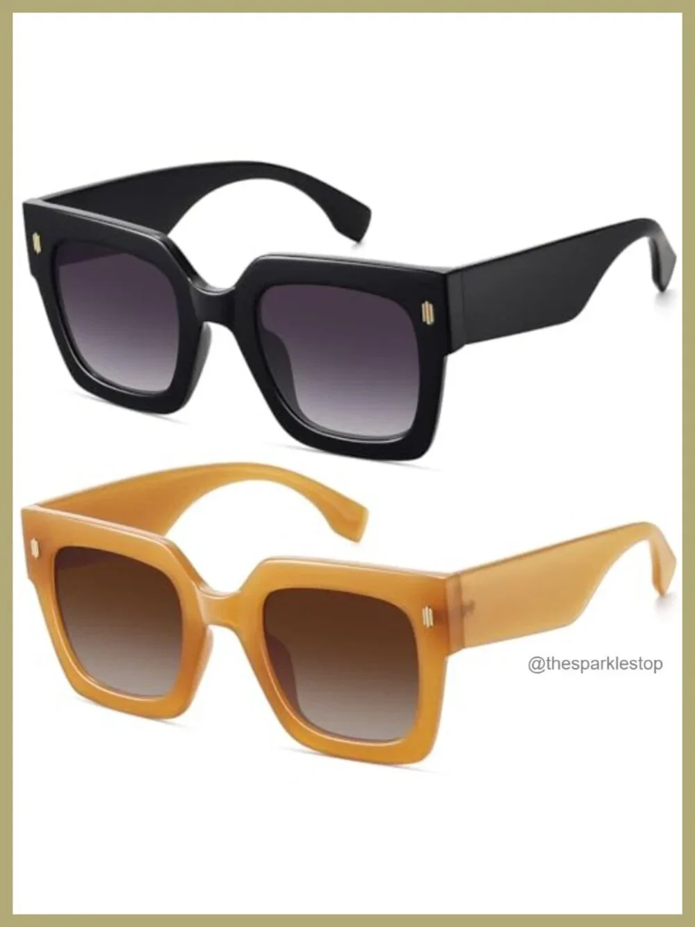 Retro Square Sunglasses Oversized UV400 Protection Large Shades